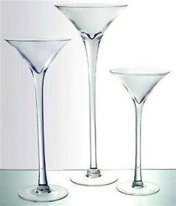 martini glass tall stemmed set of 3
