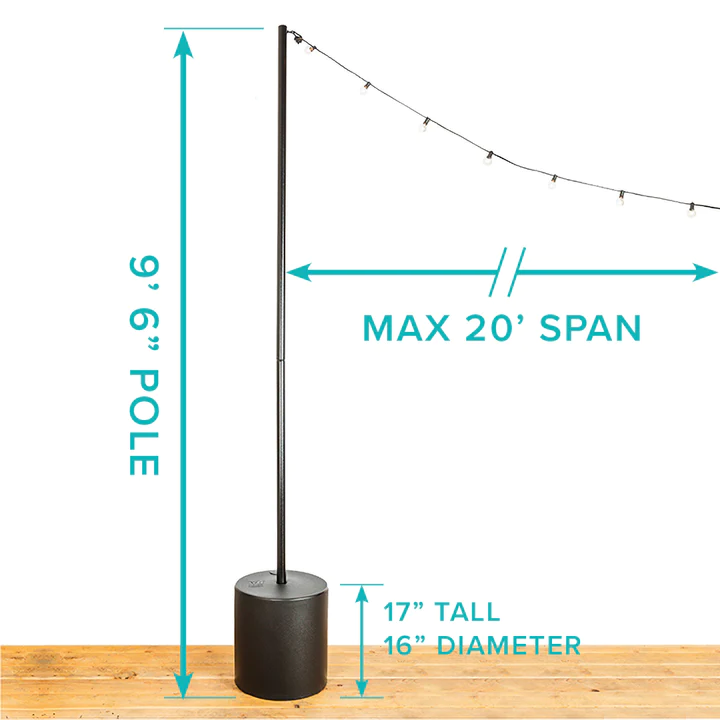 String Light Pole Stand with Tank Base